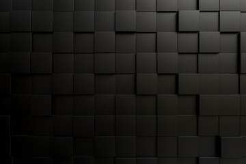 Abstract black square texture background. Clean futuristic technology banner. Modern minimal trendy horizontal, 3d render