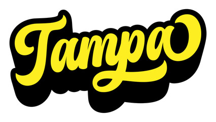 Fototapete - Tampa city name written in retro groovy three-dimensional script lettering