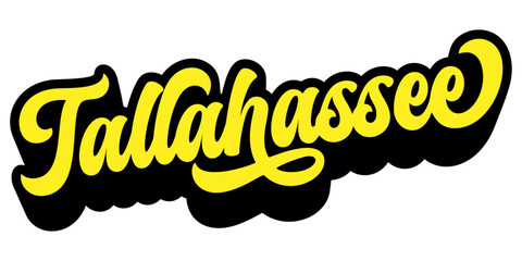 Fototapete - Tallahassee city name written in retro groovy three-dimensional script lettering