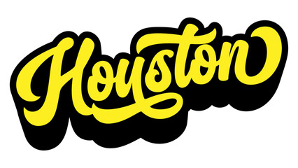 Fototapete - Houston city name written in retro groovy three-dimensional script lettering