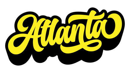 Fototapete - Atlanta city name written in retro groovy three-dimensional script lettering