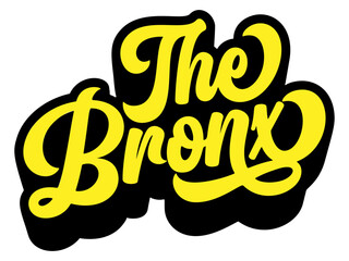 Fototapete - The Bronx borough name written in retro groovy three-dimensional script lettering