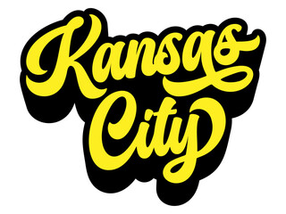 Fototapete - Kansas City name written in retro groovy three-dimensional script lettering
