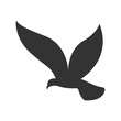 © REKB - Flying bird in silhouette style vector illustration, flying bird flat icon vector in solid black color