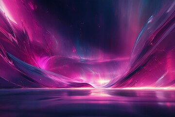 Poster - Abstract landscape in vibrant purple and blue tones.
