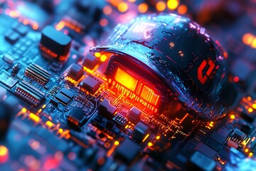 Poster - Abstract technology background with circuit board details.