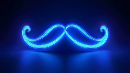 bright blue neon moustache glowing in support of movember for prostate cancer awareness month. neon 
