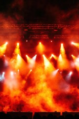 Wall Mural - bright stage lights with smoke effect and trussing