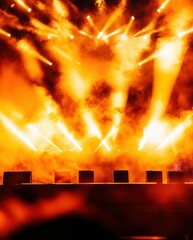 Wall Mural - stage lights and smoke effect background