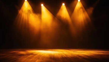 Wall Mural - stage lights smoke wooden floor spotlight concert show performance party event abstract background t