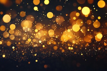 Poster - Radiant golden shimmer glow bokeh appearance on pure transparent canvas