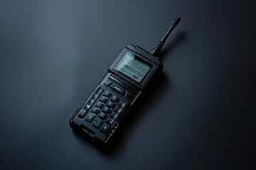 Classic black mobile phone resting on a dark surface