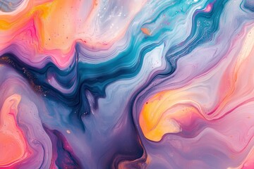 Poster - Translucent stone designs. Modern innovative aesthetics featuring soft texture patterns in bright tones. Flowing artwork producing a colorful, layered canvas through mixed paint techniques