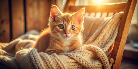 Naklejka na meble Vintage Orange Kitten in Soft Natural Light - Adorable Feline Photography