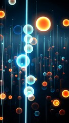 Poster - Abstract glowing spheres and lines on a dark background, futuristic concept