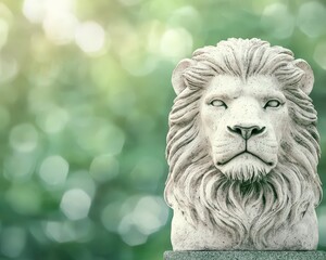 Majestic Lion Statue with Soft Background Lights