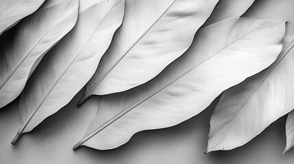 Wall Mural - Monochrome Banana Leaves Artwork