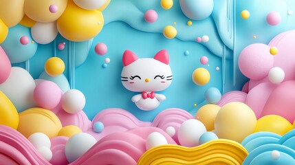 Sticker - Cute Cat in a Colorful Fantasy World