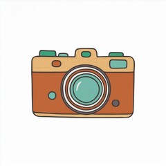 illustration of a camera hand drawn isolated on white