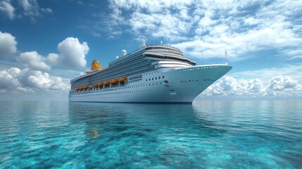 Poster - A large cruise ship is sailing in the ocean