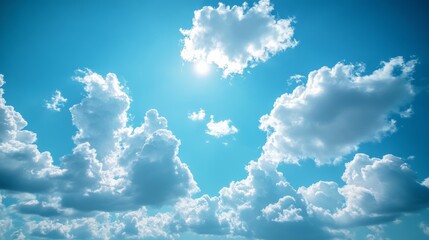 Canvas Print - Fluffy Clouds in a Blue Sky