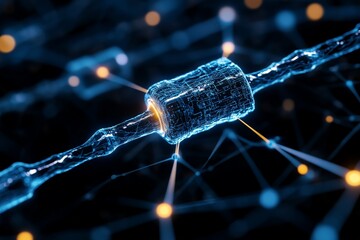 Poster - A visually striking representation of a digital conduit, depicted in a futuristic network with glowing lines and nodes, symbolizing connectivity and innovation.