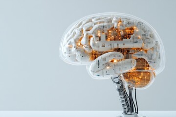 Poster - A representation of a digital brain highlighting artificial intelligence capabilities through illuminated circuits, symbolizing technology's role in modern innovation.