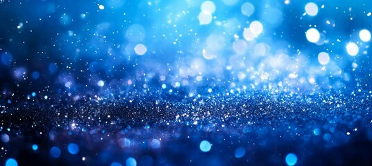 Wall Mural - christmas blue defocused glitter shiny sparkle lights background. generative ai video.