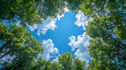 Wall Mural - Forest Canopy Blue Sky Circle