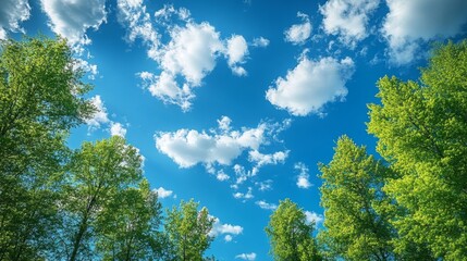 Wall Mural - Sunny Sky with Green Trees