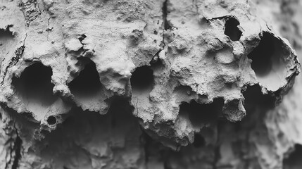 Poster - A rock with holes in it. The holes are small and scattered. The rock appears to be old and weathered