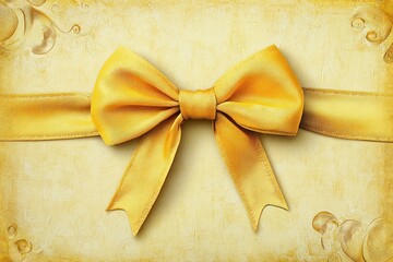 Wall Mural - Yellow Satin Bow on Elegant Background