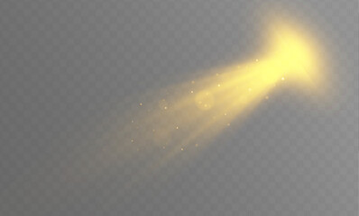 Poster - Abstract golden rays will raise. Translucent shine sun, bright flare. Sunlight glowing png effect. Yellow beam sunrays on transparent background.