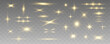 © ikril - Sun flash with rays or gold spotlight and bokeh. Gold lens flares set. Yellow glow flare light effect. Vector illustration isolated on transparent background.