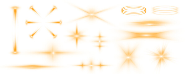 Fototapete -  Gold light spiral effect. Glittering wavy trail. Large collection of bright yellow light effects for your design on transparent background. 