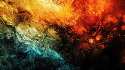 Poster - An abstract art poster with a blend of bright, swirling colors and textures, creating a modern and bold statement piece.