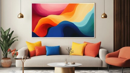 Poster - An abstract art poster with a blend of bright, swirling colors and textures, creating a modern and bold statement piece.