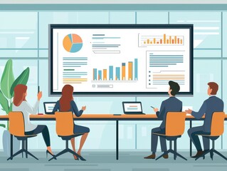 Poster - Corporate Meeting with Digital Presentation in Modern Room