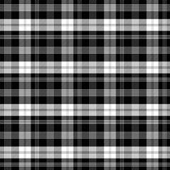 Wall Mural - plaid with twill weave repeat pattern in black and white.checkered tartan gingham seamless pattern.g