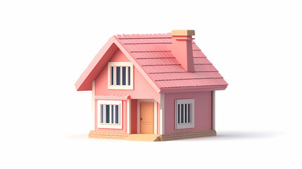  A minimalistic 3D vector for applications and web pages.Plastic render of house on isolated white background. 3d cartoon illustration symbol of security and protection.