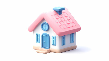a minimalistic 3d vector for applications and web pages.plastic render of house on isolated white ba
