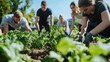 © Lion - Group of volunteers in community garden,  copy space