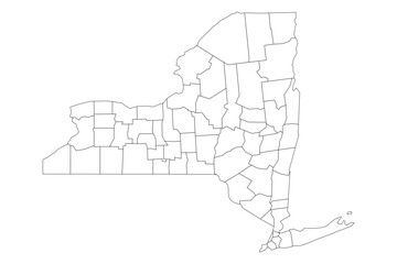 New York State Outline with County Boundaries