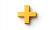 © visual artstock - 3D render of a yellow plus sign on a white background.
