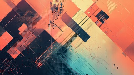 Leinwandbilder - Elegant technology pattern art with sophisticated graphics and modern design elements. Perfect for high-tech and digital-themed visuals