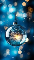 Aufkleber - Christmas ornament with sparkling lights and bokeh background