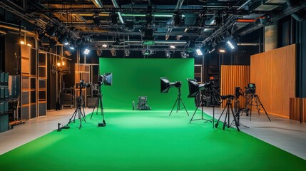 Poster - Customizable green screen studio - Modular green screen studios that can be adapted to different shooting needs, offering flexibility in layout, lighting, and equipment configurations.
