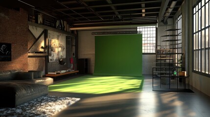 Poster - Customizable green screen studio - Modular green screen studios that can be adapted to different shooting needs, offering flexibility in layout, lighting, and equipment configurations.