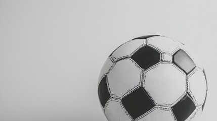 Poster - Elegant white background featuring a classic black and white soccer ball, emphasizing its iconic geometric design and traditional look