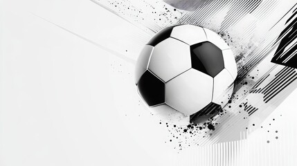 Poster - Elegant white background featuring a classic black and white soccer ball, emphasizing its iconic geometric design and traditional look